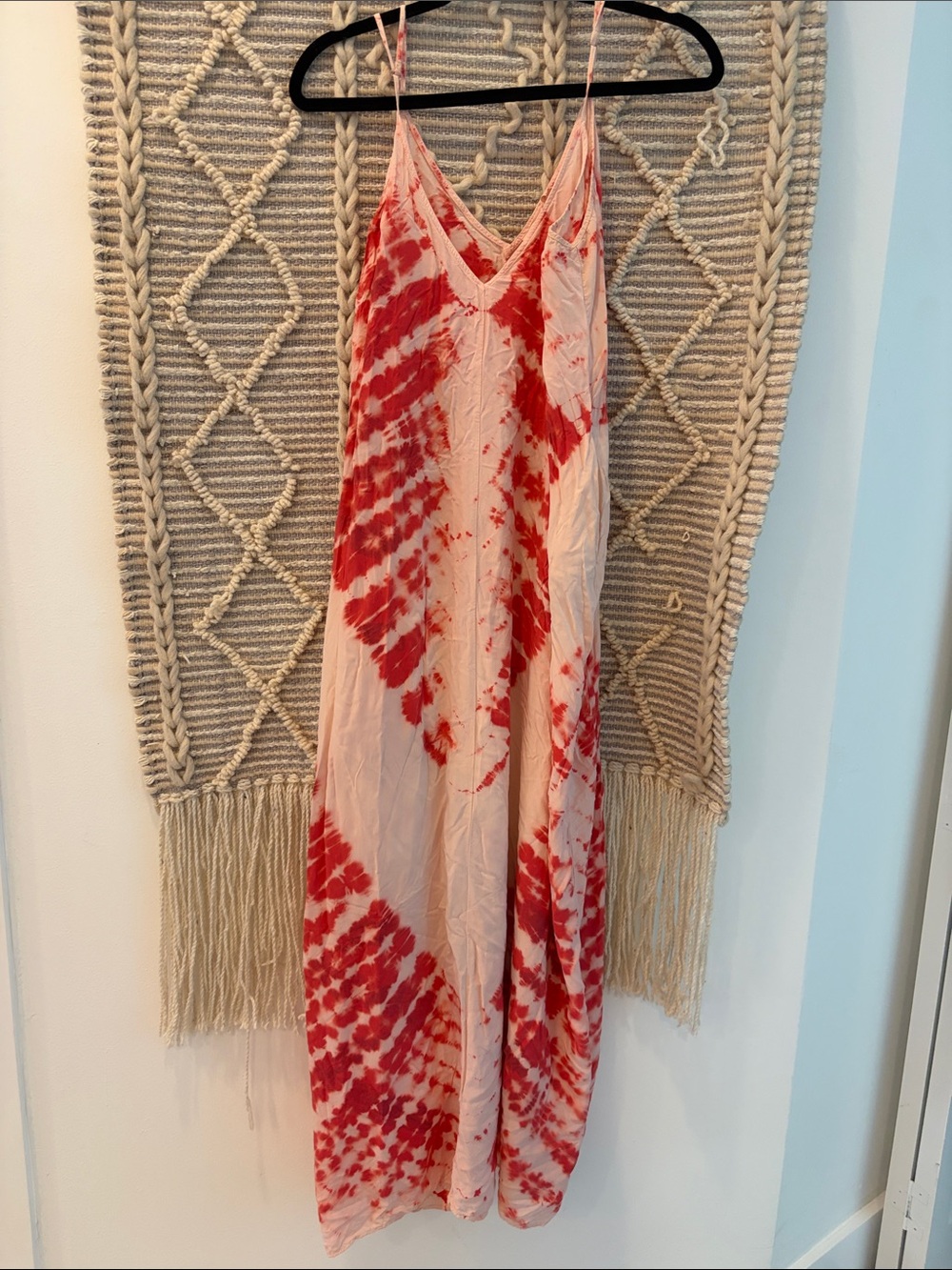 lovestitch Red and Cream Tie-Dye Maxi Slip Dress